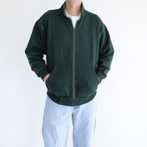 Vintage King Athletics Hunter Green Zip Up Sweater Size Medium Made In Canada